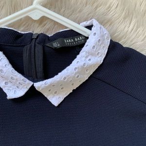 Zara Blue Dress with White Neckline